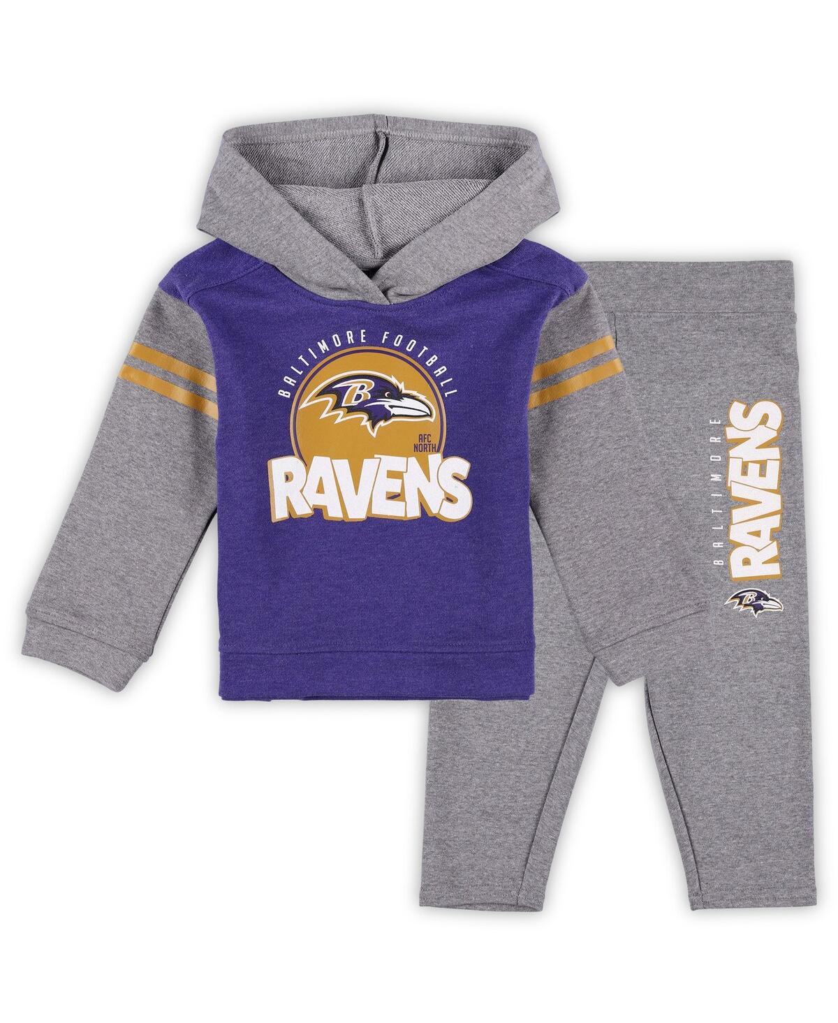 Outerstuff Toddler 2-piece Baltimore Ravens Club House Long Sleeve Hoodie Top And Leggings Set In Purple