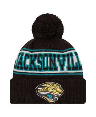 New Era - Big Boys and Girls Black Jacksonville Jaguars Retro Cuffed With Pom Knit Hat