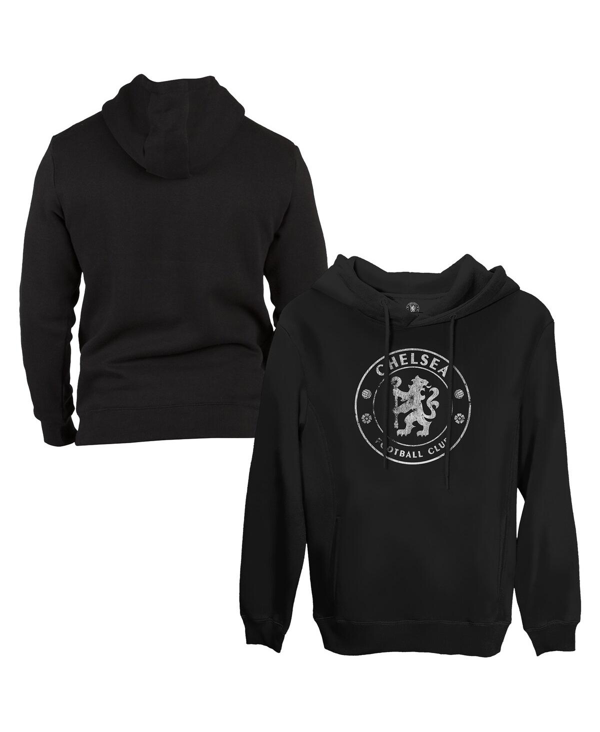 1863FC Men's Black Chelsea Monochrome Badge Fleece Pullover Hoodie