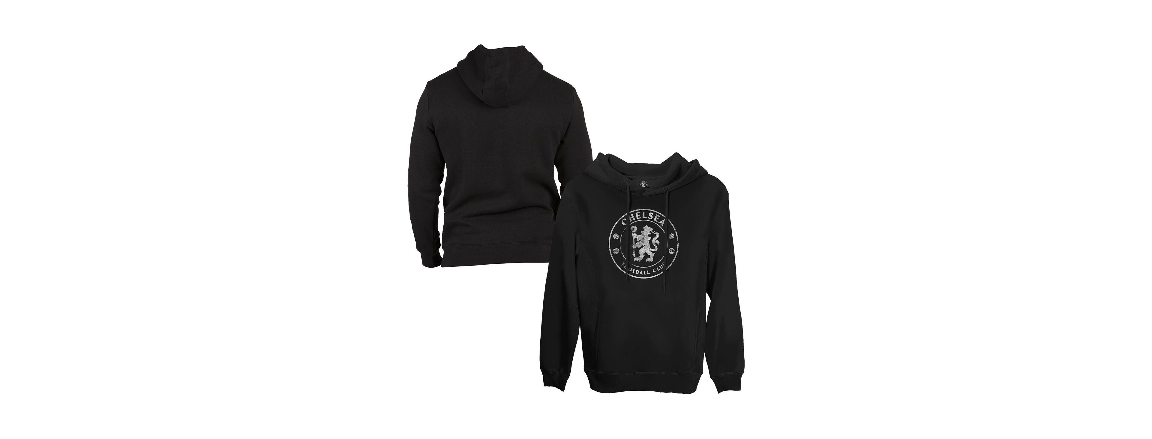 1863FC Men's Black Chelsea Monochrome Badge Fleece Pullover Hoodie