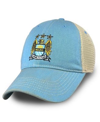 Men's Sky Blue Manchester City Retro Tea Washed Vintage Trucker Adjustable Hat