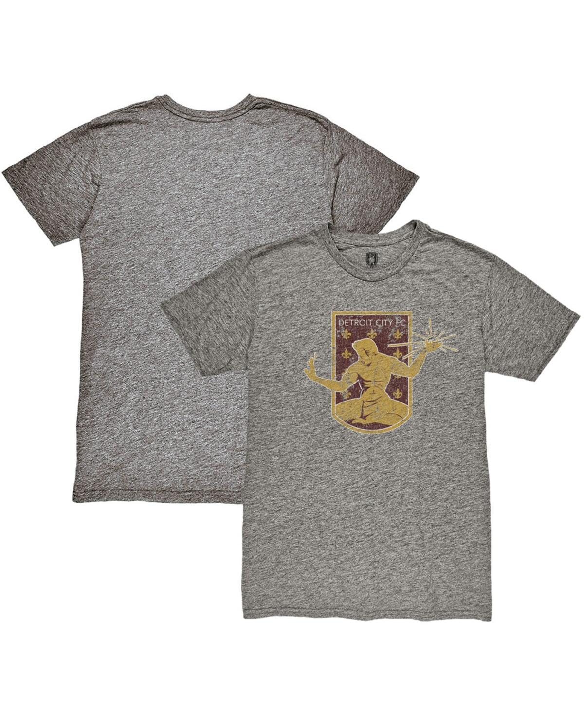 1863fc Men's Heather Gray Detroit City Fc Color Crest Twisted Tri-blend Slub T-shirt In Gray