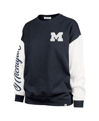 Women's Navy Michigan Wolverines Double Header Rise Andie Pullover Sweatshirt
