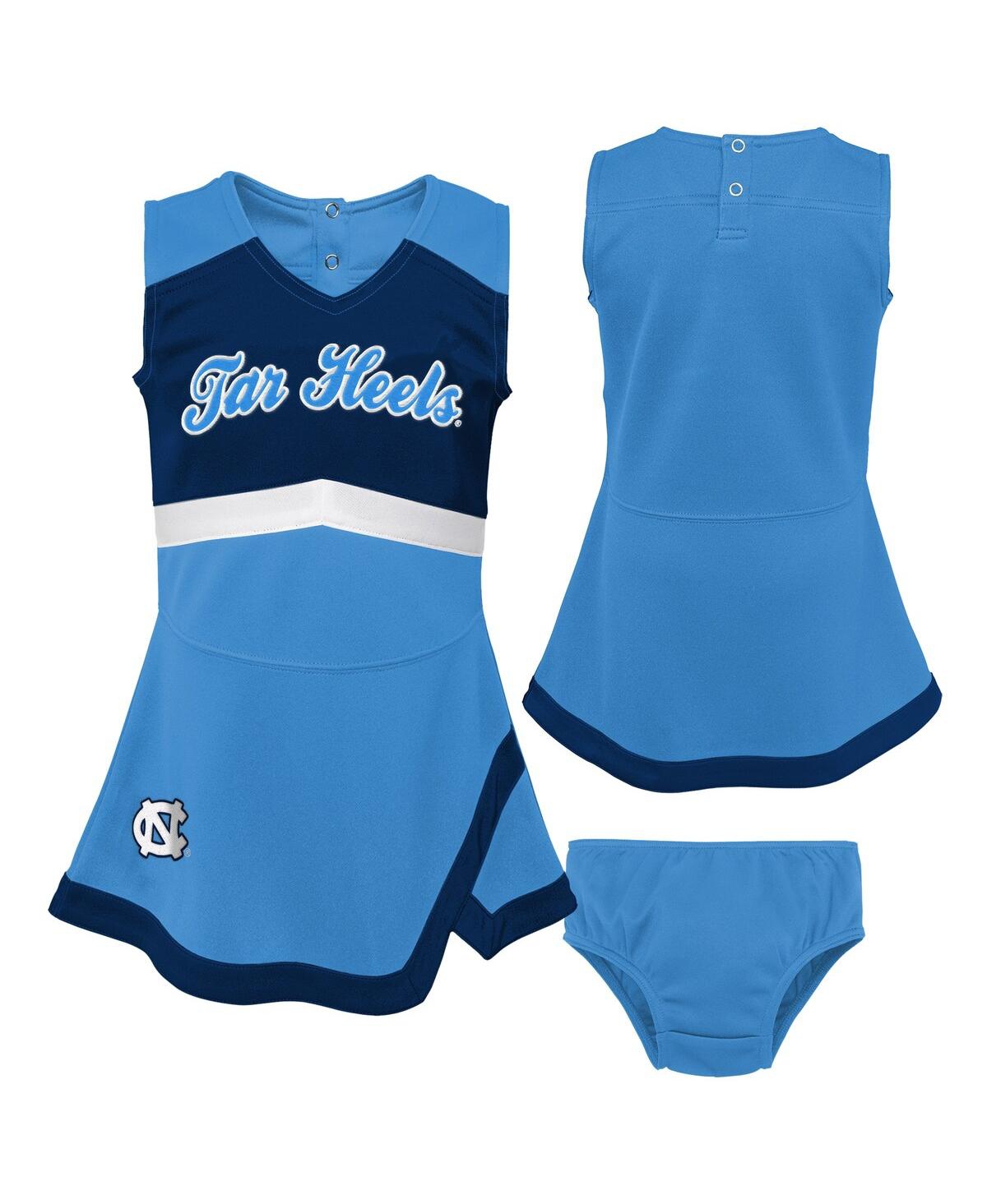 Outerstuff Girls Preschool 2-Piece Carolina Blue North Carolina Tar Heels Cheer Captain Jumper Dress Bloomers Set