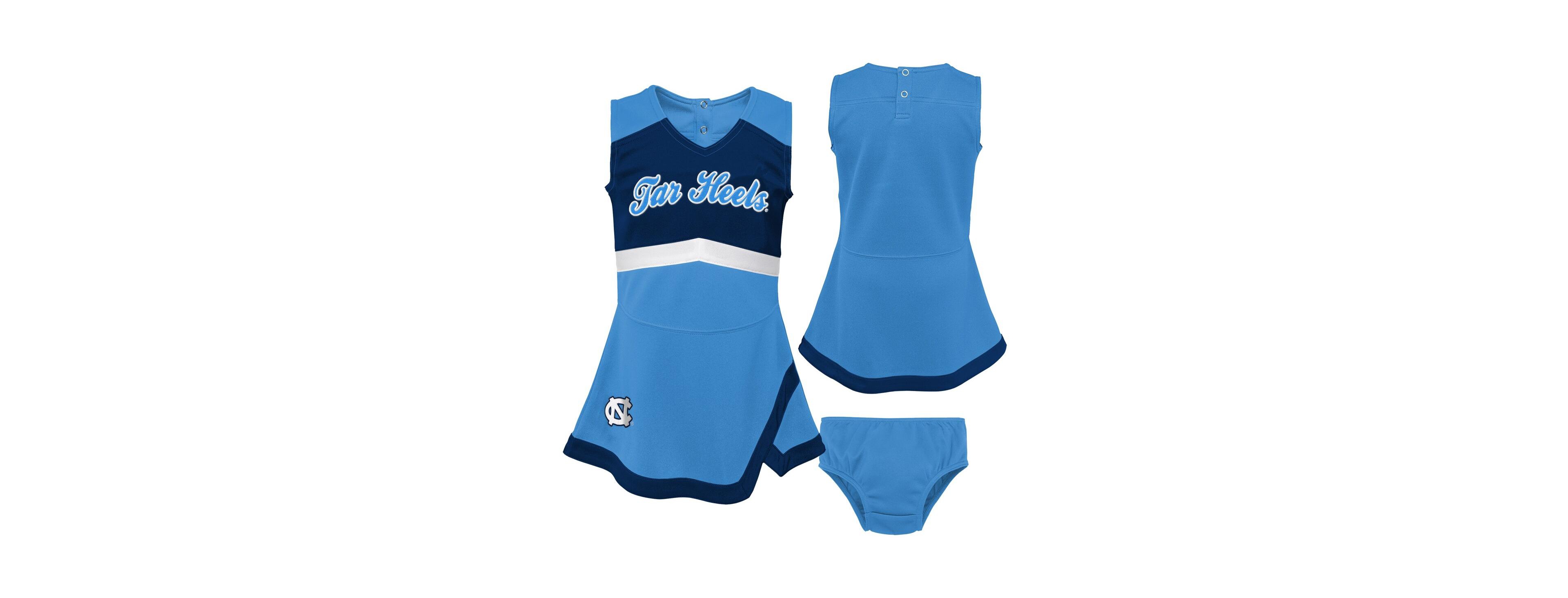 Outerstuff Girls Preschool 2-Piece Carolina Blue North Carolina Tar Heels Cheer Captain Jumper Dress and Bloomers Set
