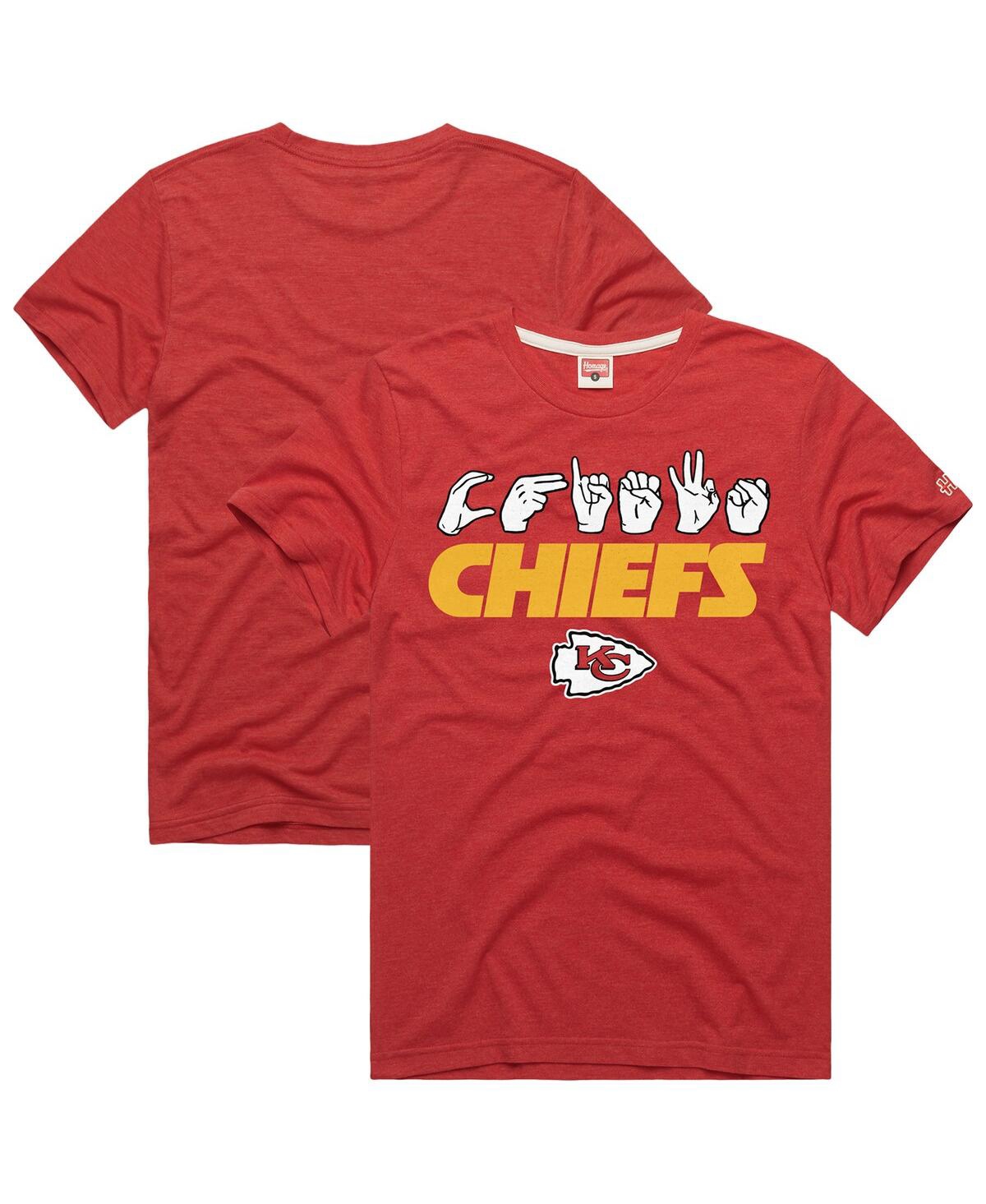 Homage Men's And Women's Red Kansas City Chiefs Nfl Asl Collection By Love Sign Tri-blend T-shirt In Red