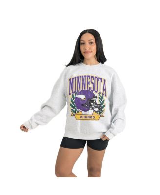 Women's Gray Minnesota Vikings Heritage Premium Fleece Pullover Sweatshirt