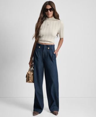 Petite High Rise Pleated Trouser