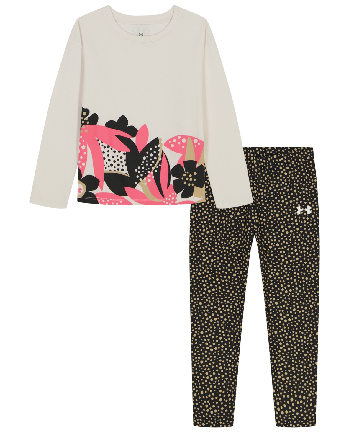 Under Armour Toddler And Little Girls 2-piece Long-sleeve Printed Top And Leggings Set In Brown