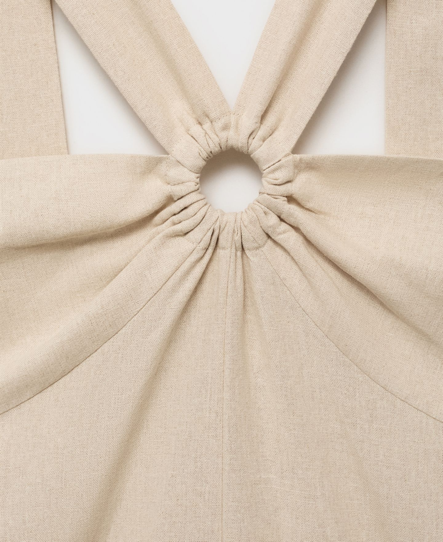 Женский комбинезон MANGO Hoop Detail Linen Jumpsuit, цвет: Песочный — фото 5