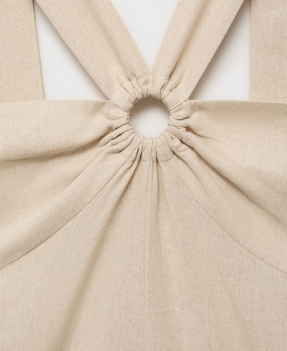 Mango Linen Jumpsuit With Hoop Detail Sand In Neutral
