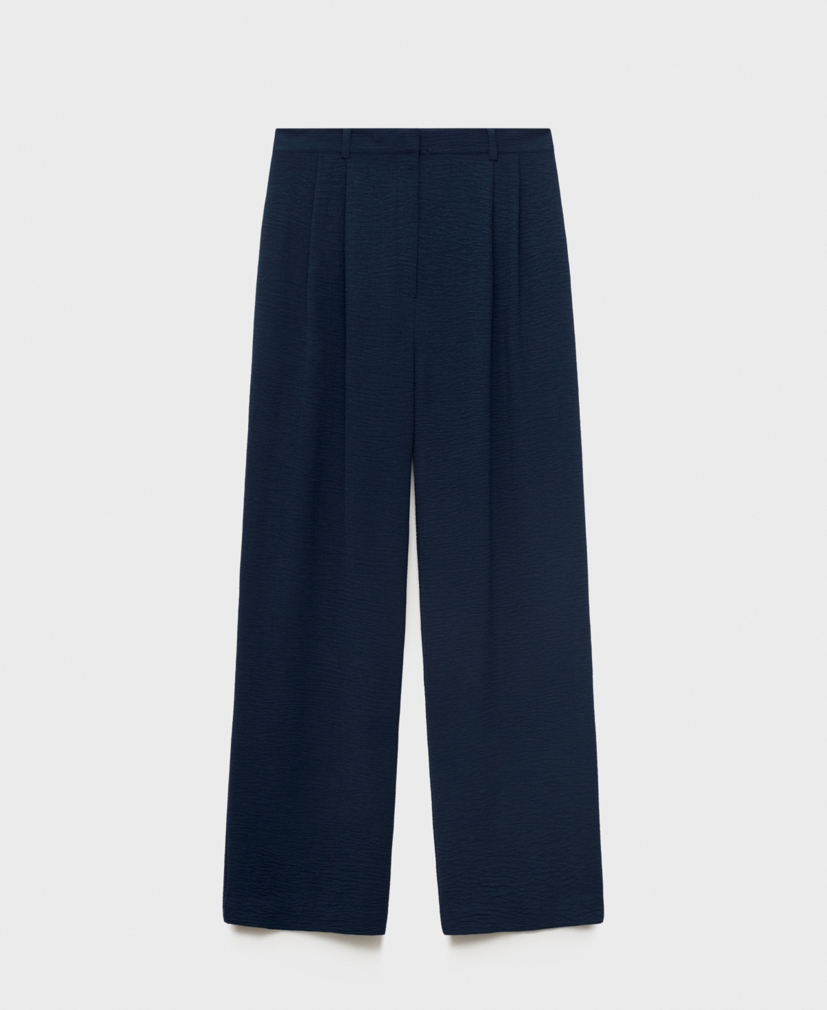 Mango Straight Fit Pleated Pants In Blue