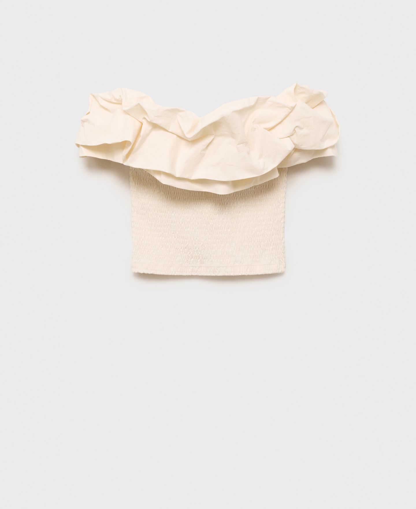 Женский топ Mango Ruffles Strapless, цвет: Экрю — фото 1