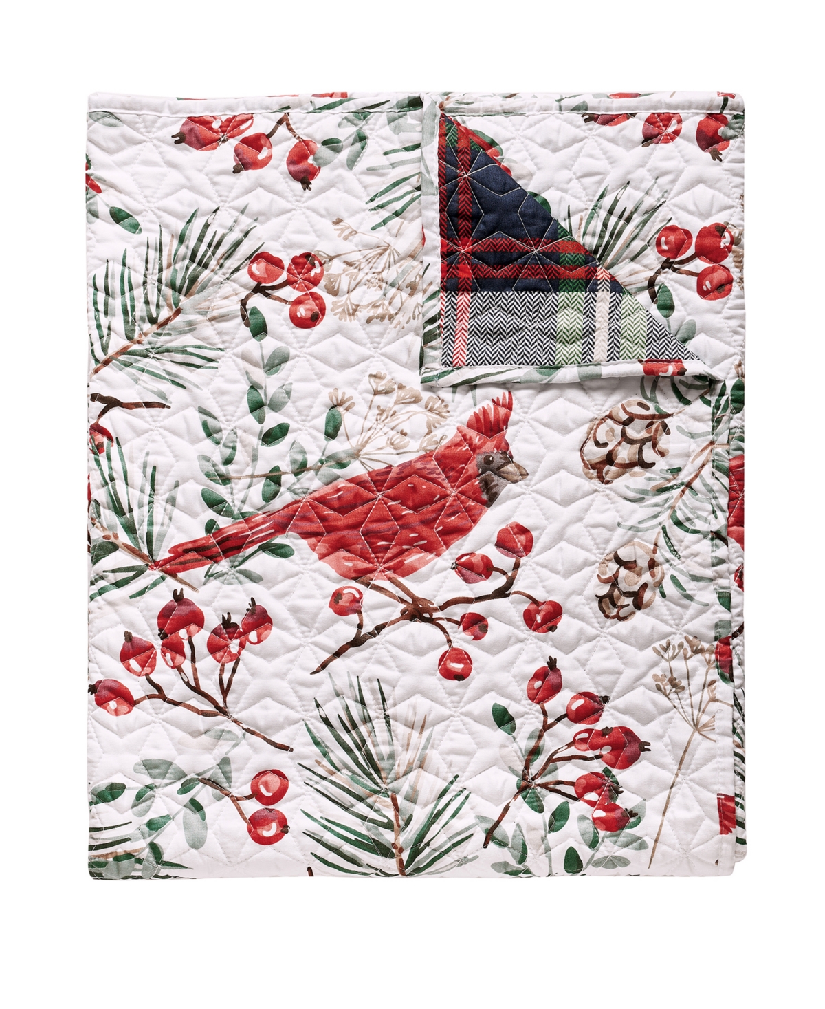 Greenland Home Fashions Cardinal Plaid Winter Wonderland Reversible Throw, 50" X 60" In Multi