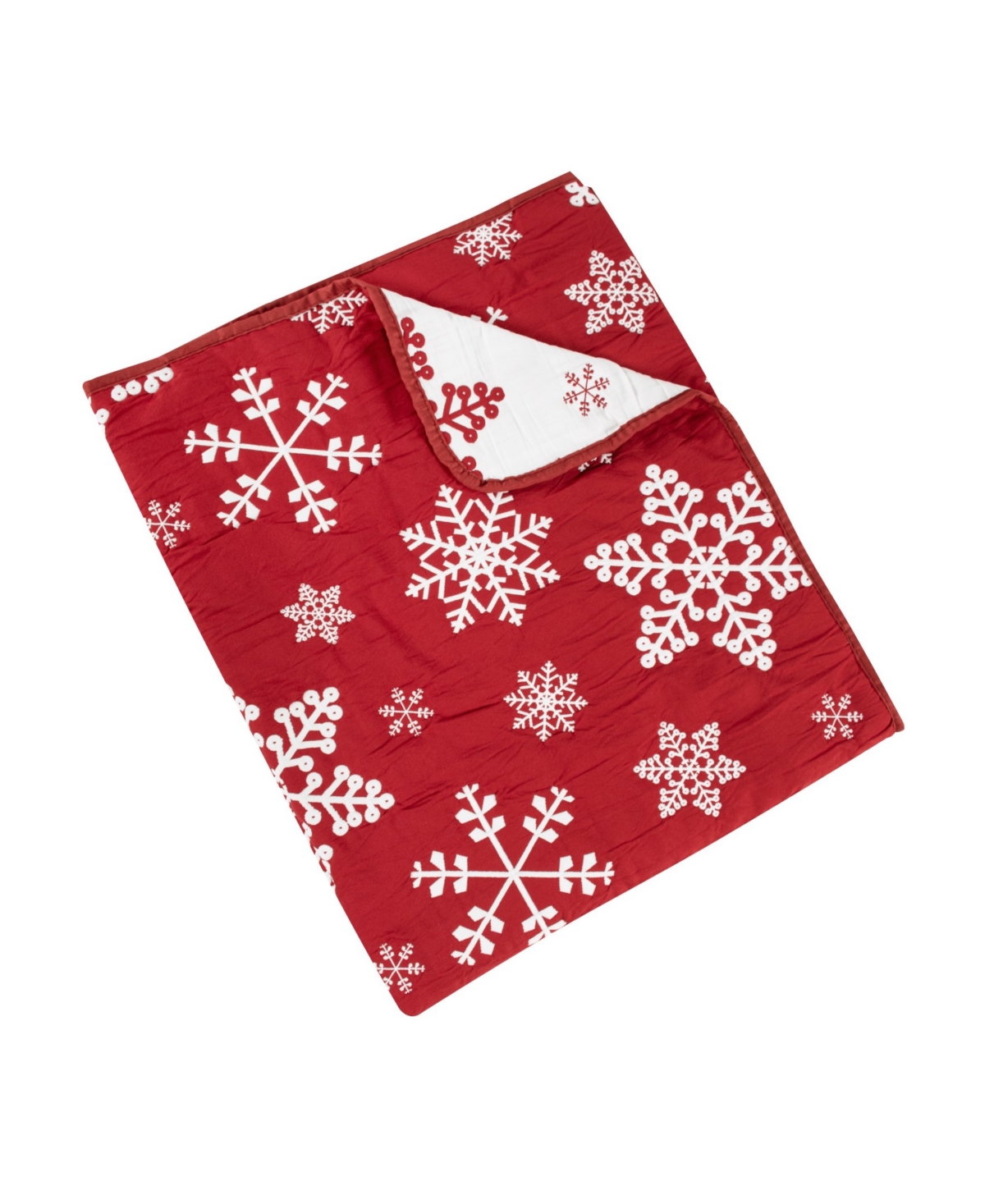 Greenland Home Fashions Snowflakes Jacquard Woven Reversible Holiday Throw, 50" X 60" In Red