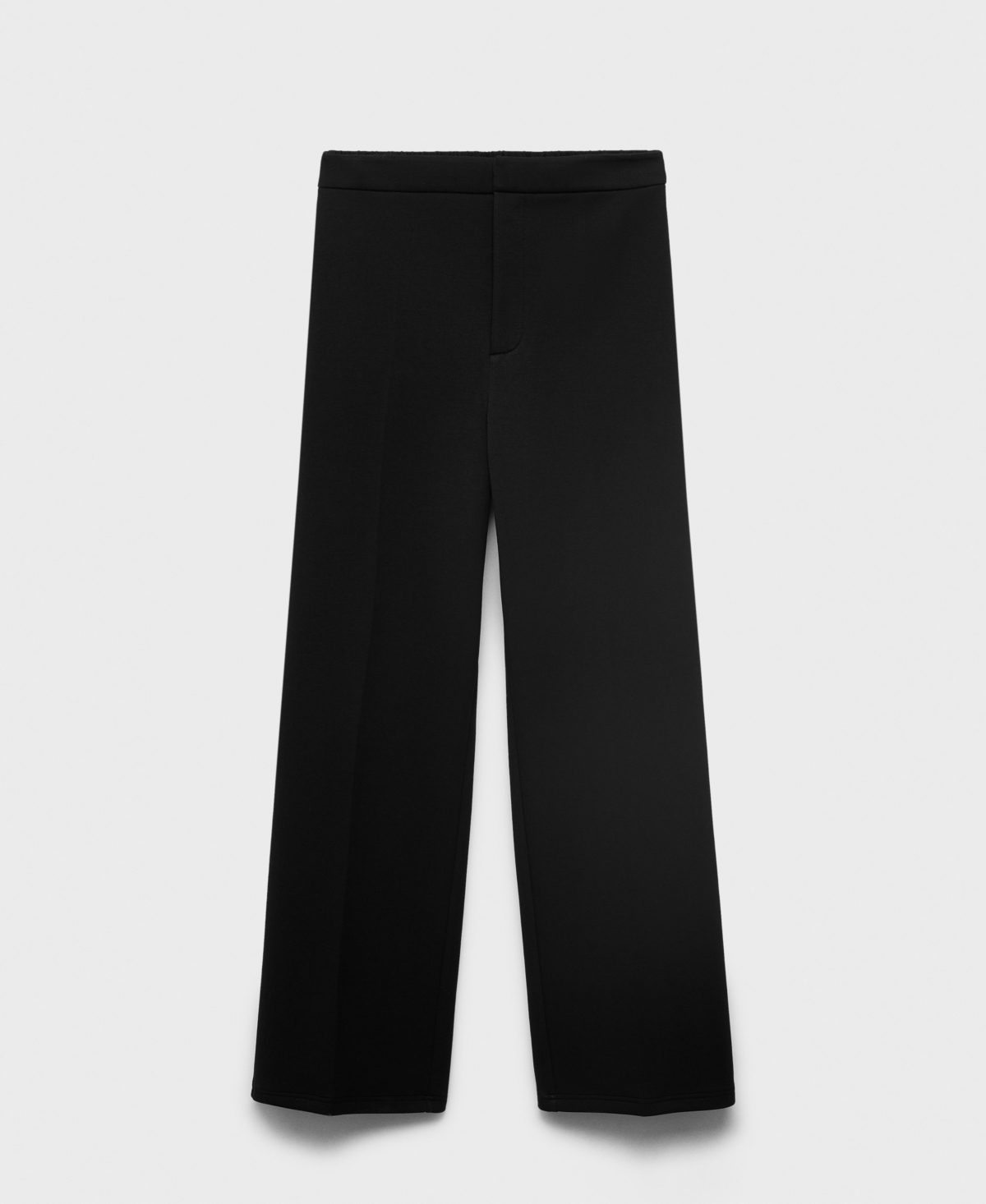 Mango Cotton Blend Straight Leg Pants In Black