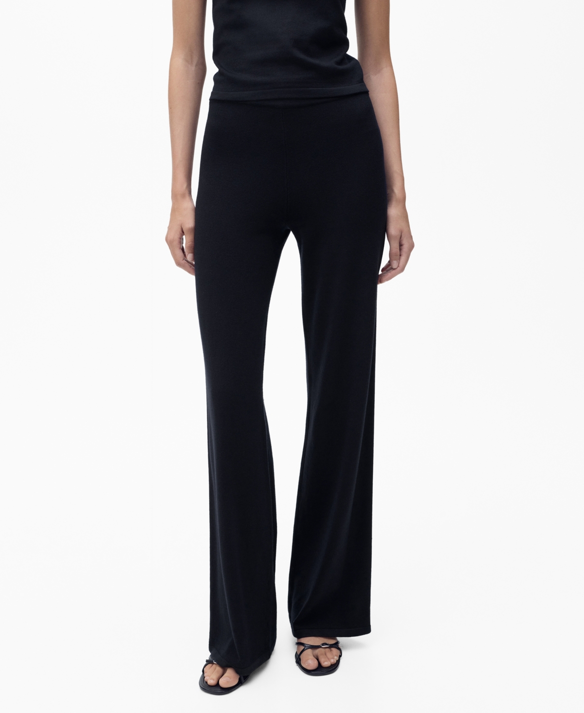 Mango Women's Fine-knit Wide Leg Pants In Blue