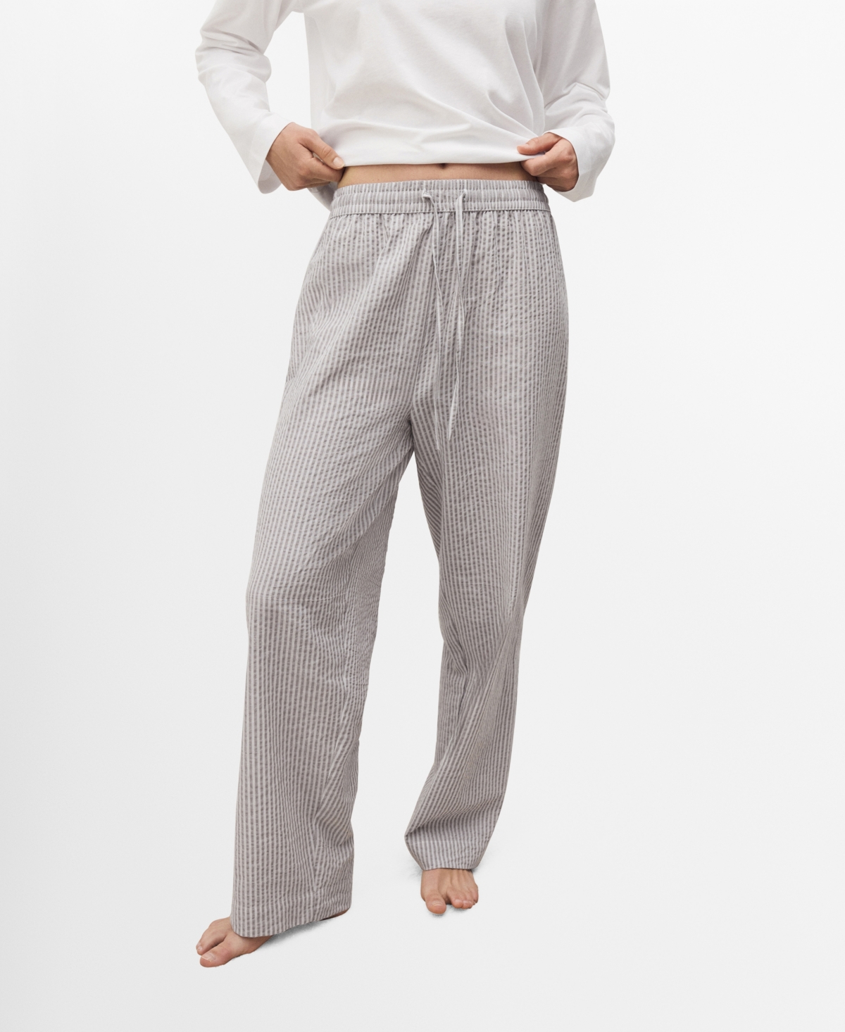Mango Women's 2-Piece Seersucker Striped Pajamas
