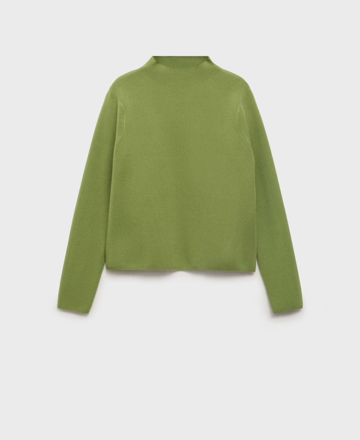 Mango Knitted Sweater With Perkins Neck In Green