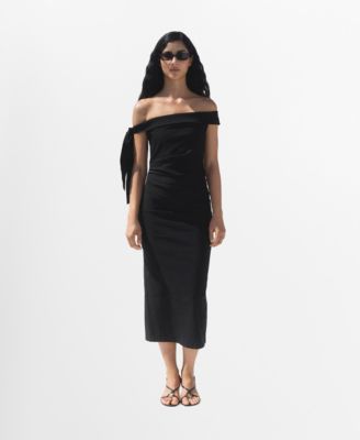 MANGO - Women's Bow Detail Strapless Dress