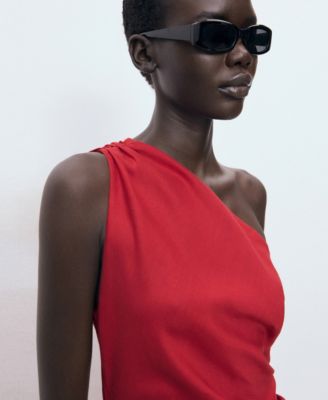 Women's Asymmetrical Neckline Lyocell Dress