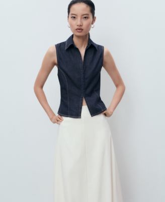 Women's Contrast Stitching Denim Top