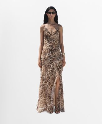 MANGO - Women's Animal Print Ruffle Dress