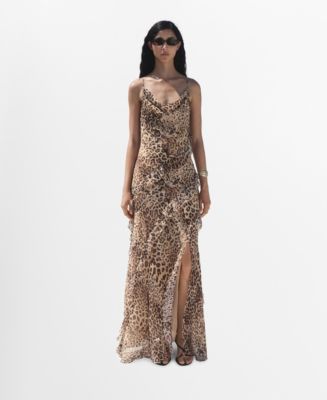 mango silk animal print dress Mango animal print ruffled dress S (4-6)