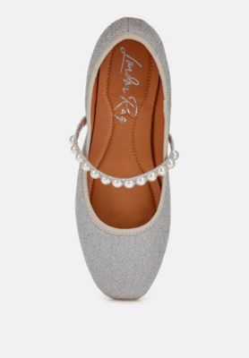 Womens Corphee Pearl Strapped Glitter Ballerinas