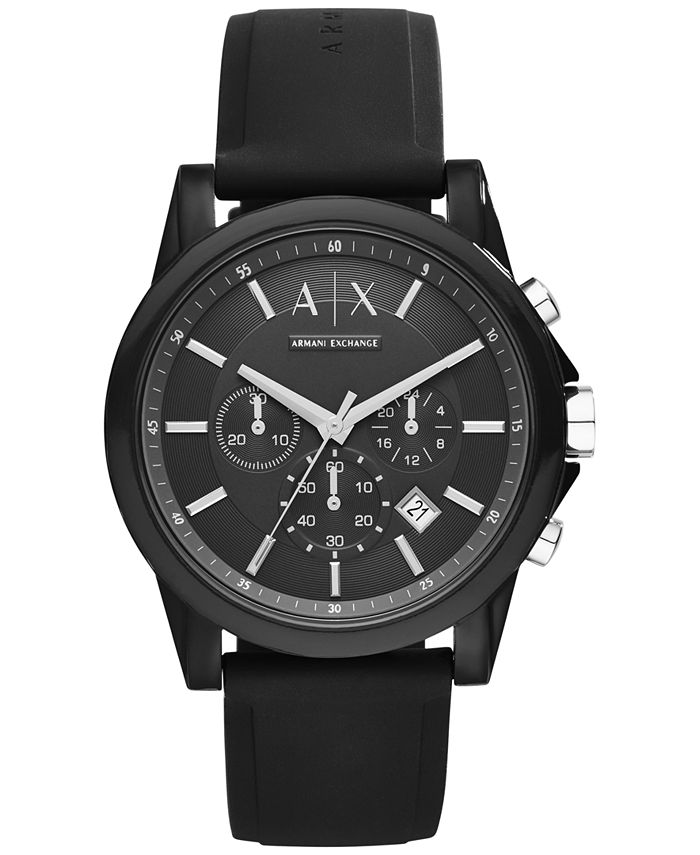 A|X Armani Exchange Unisex Chronograph Black Silicone Strap Watch 44mm ...