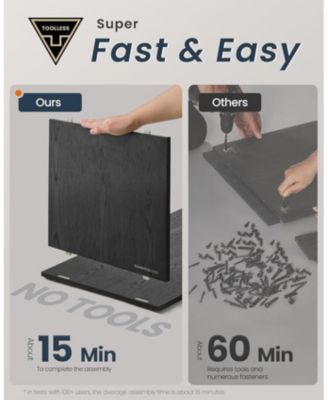 15.4 Buffet Cabinet with Lighting & Glass Shelf, Walnut and Ebony Black