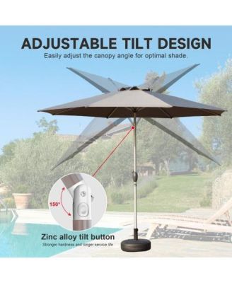 9FT Outdoor Patio Umbrella with Push Button Tilt and Crank Wind Vent