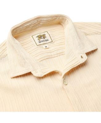 Men's Light Yellow Textured Regular Fit Casual Shirt