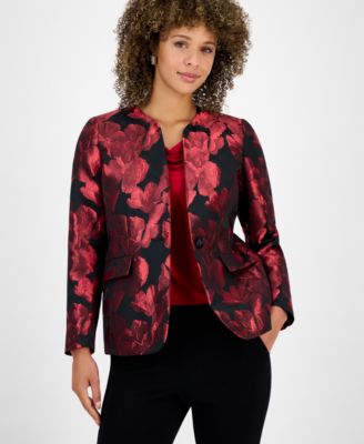 Kasper - Women's Metallic Jacquard Collarless Jacket