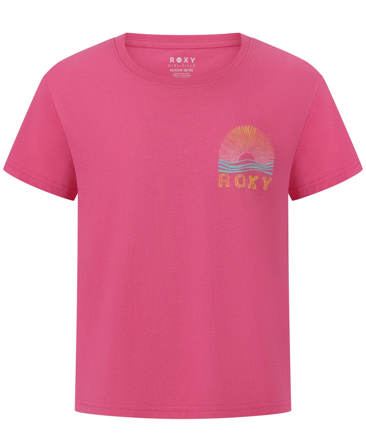 Roxy Kids' Big Girls Sunset Scene Printed Short Sleeve T-shirt In Pink