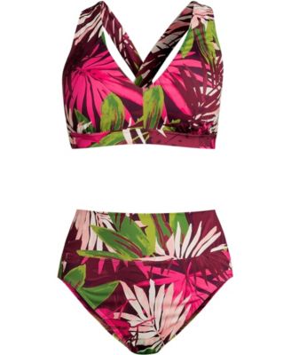 Plus Size V-Neck Bikini and High Waisted Bottom Swimsuit Set