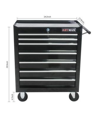 7-Drawer Industrial Tool Cart with Locking Wheels and Ball Bearing Slides