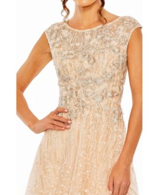 Women's High Neck Lace Embroidered Detail Gown