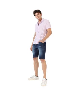 Men's Lavender Textured Regular Fit Casual Shirt