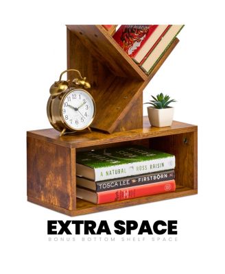 7-Tier Zigzag Tree Bookcase with Open Drawer for Books, Decor, and Accessories - Space-Saving Organizer Unit for Living Room, Bedroom, Office