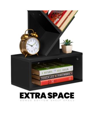 7-Tier Zigzag Tree Bookcase with Open Drawer for Books, Decor, and Accessories - Space-Saving Organizer Unit for Living Room, Bedroom, Office