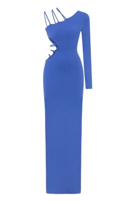 Women's Elegant One-Shoulder Denim Maxi Dress