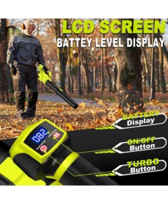 Cordless Leaf Blower, 550CFM (160MPH) Brushless Turbo Blower, 24V High Power Battery Powered Leaf Blowers with 2x4.0Ah Battery & Charger, Electric Blowers Variable Speeds for Garden, Green