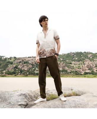 Men's Ivory White & Tan Brown Desert Ombre Shirt