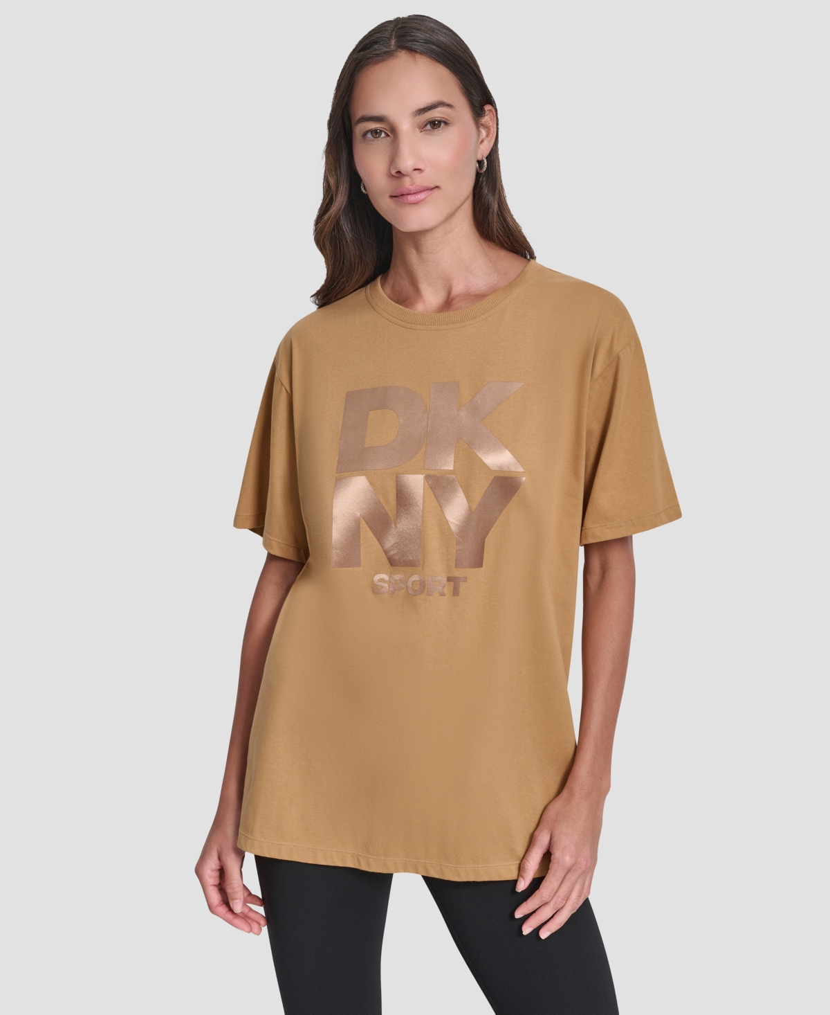 Dkny Women's Oversized Short Sleeve Tunic T-shirt In Brown