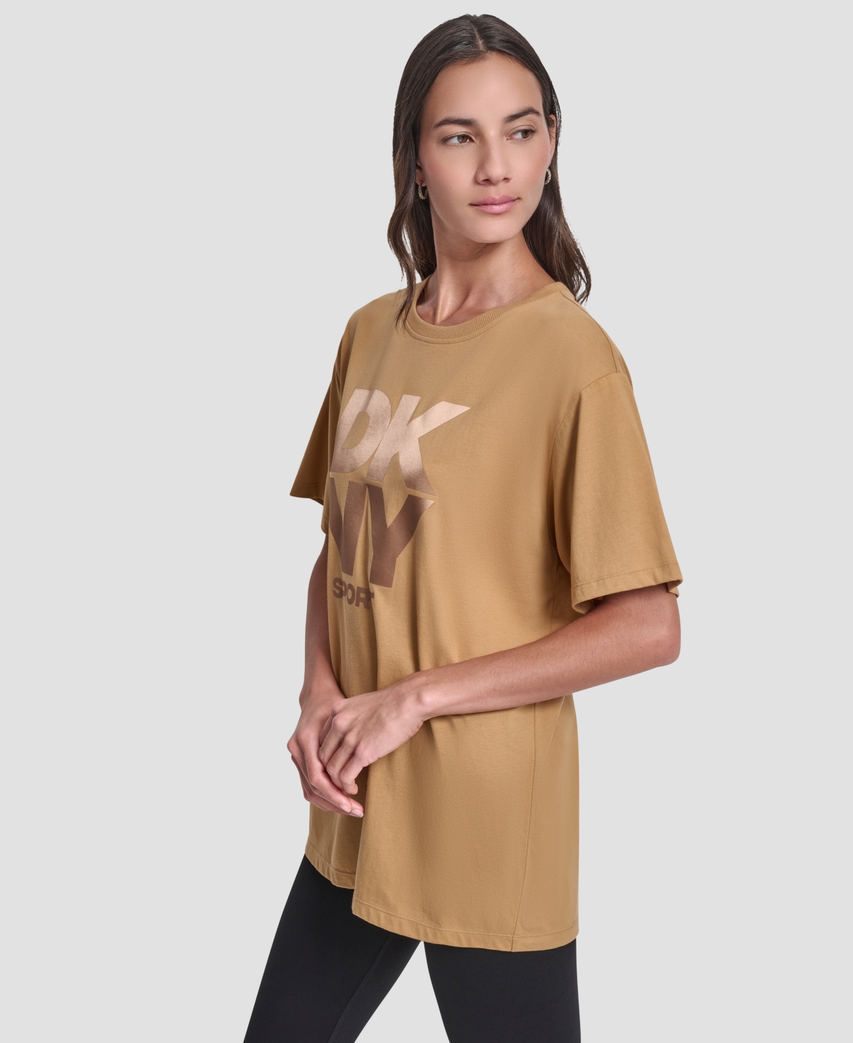 Dkny Women's Oversized Short Sleeve Tunic T-shirt In Brown