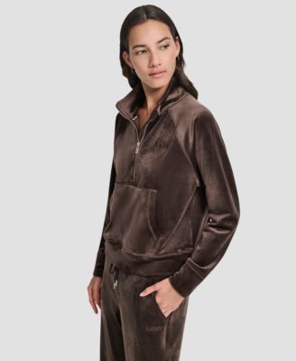 Women's Platinum Velour Embroidered Logo Sweatshirt