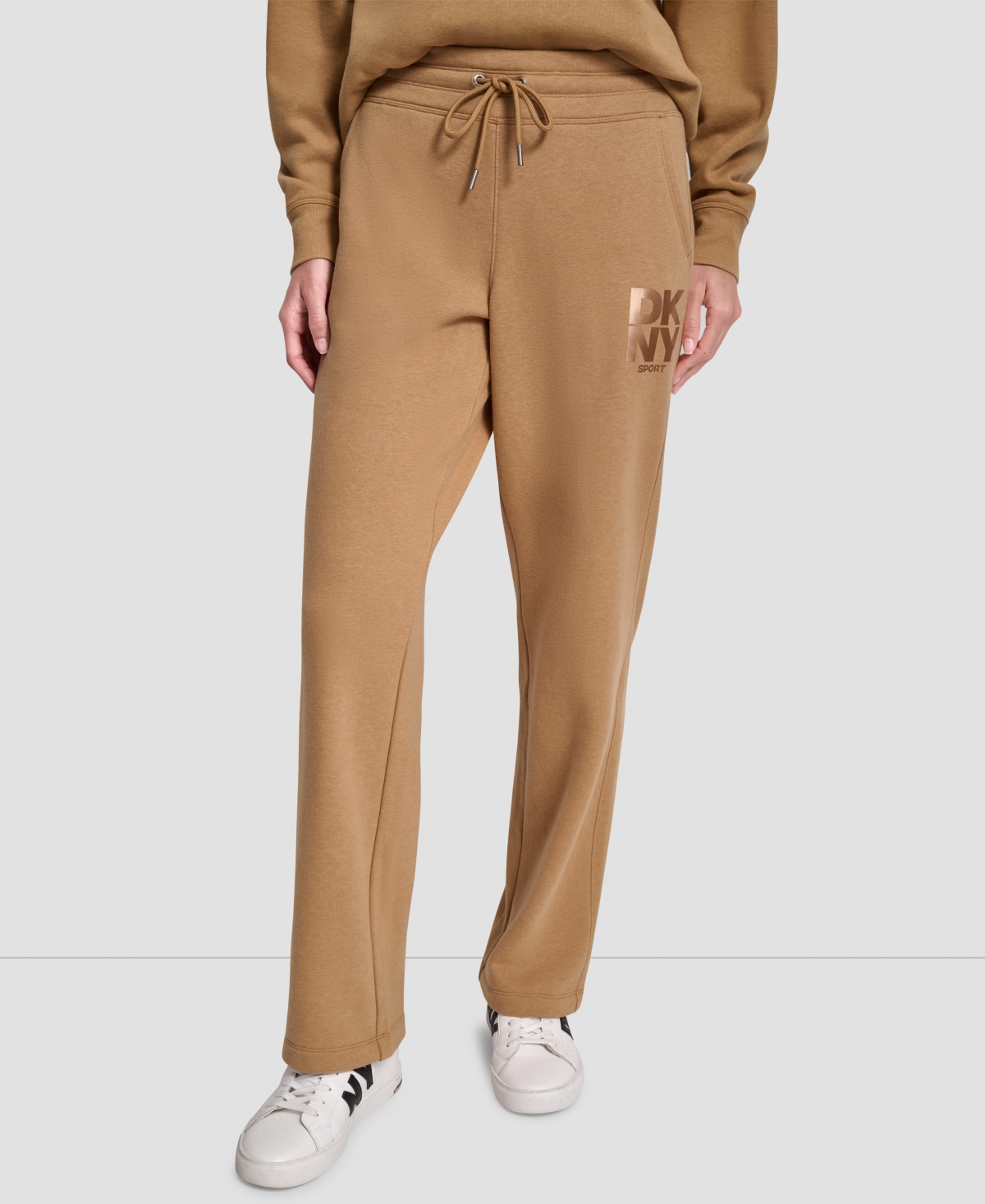Dkny Women's Sport Stacked Transfer Logo Track Pants In Brown