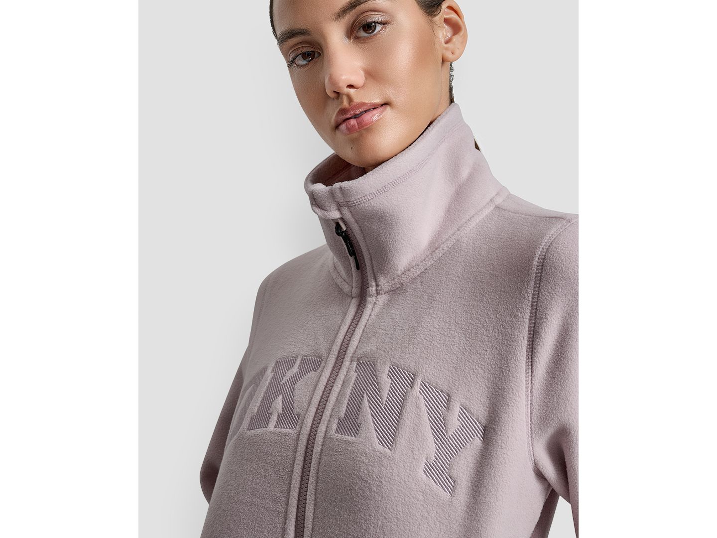 Женский топ DKNY Full-Zip Varsity Logo Top, цвет: Allure — фото 4