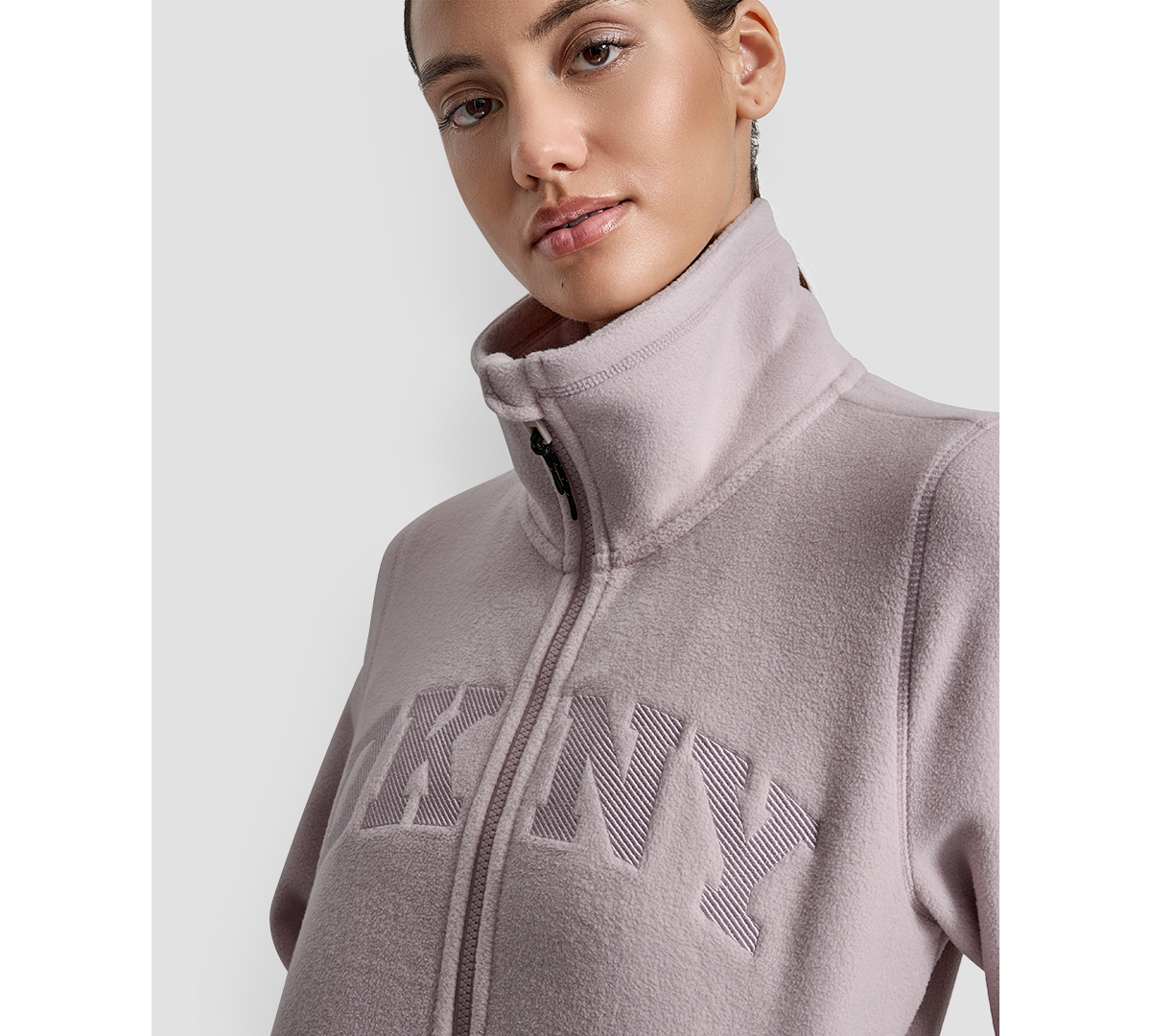 Dkny Women's Fleece Half-zip Bungee-hem Sweatshirt In Neutral